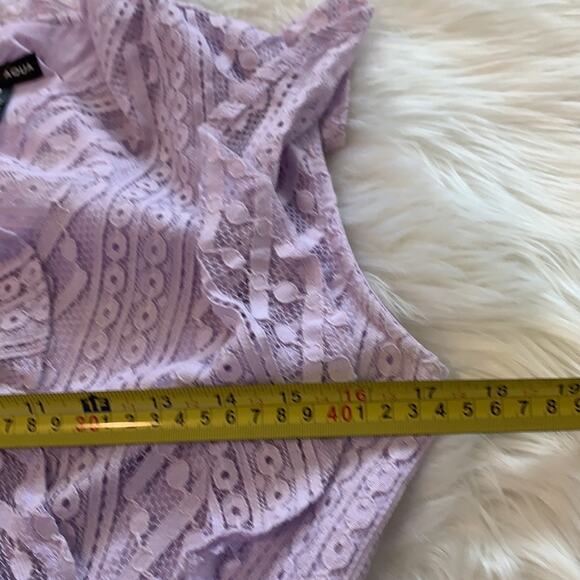 AQUA Bloomingdales Small Ruffle Lace Belted Mini Dress Women's - Picture 7 of 9